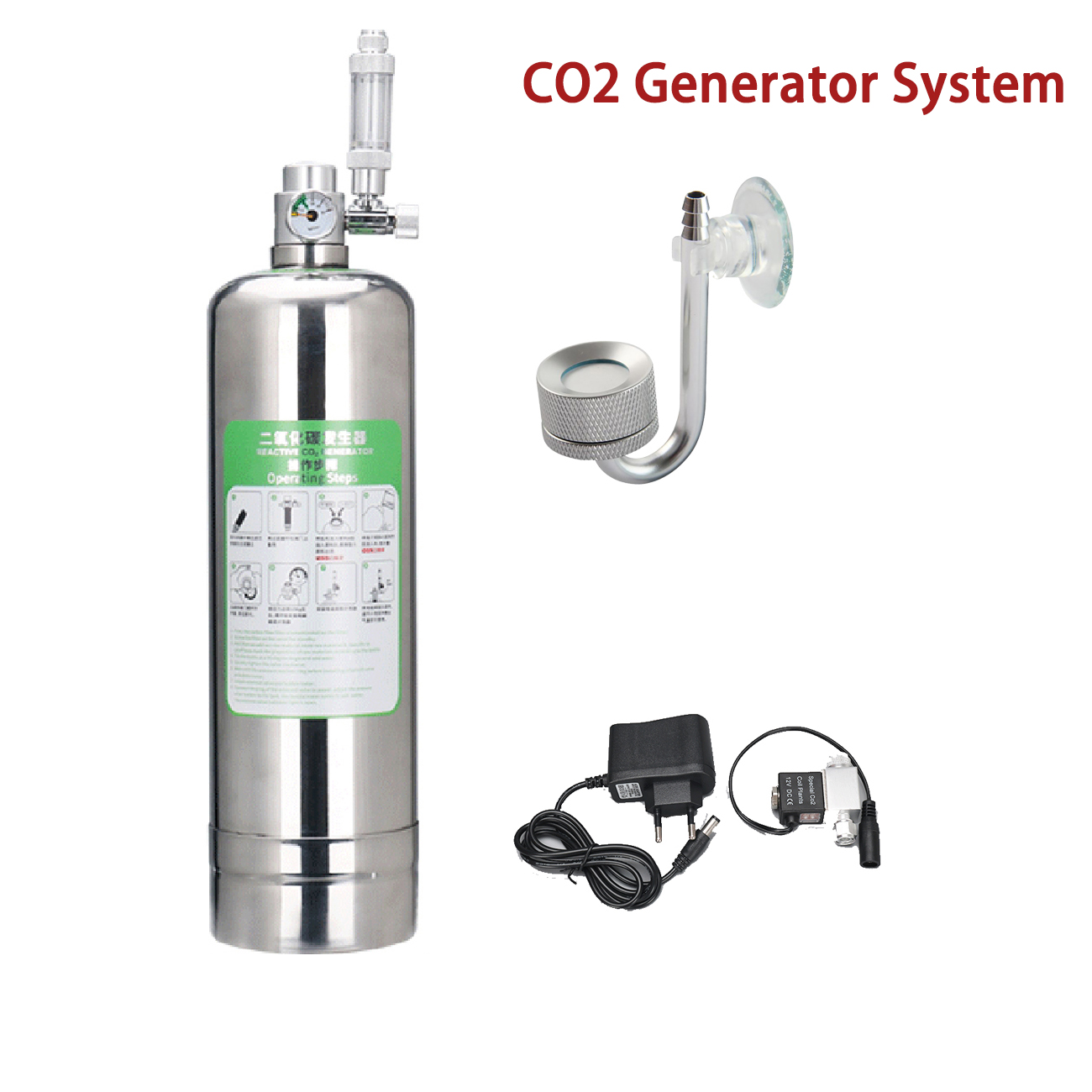 Planted Aquarium Co2 System - 水族館 CO2 発生器システムキットステンレス鋼 CO2 シリンダー発生器システム二酸化炭素リアクターキット植物魚用