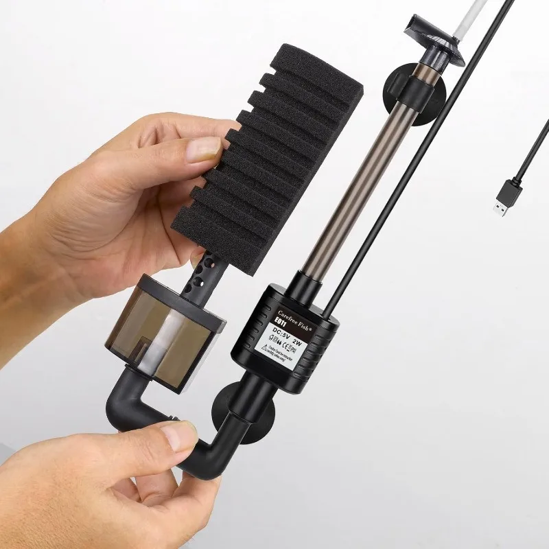 Aquarium Planted Filter - 静音水槽フィルター USBバイオスポンジ水槽バブルフィルター 小型水槽、金魚鉢、海水・淡水システム用