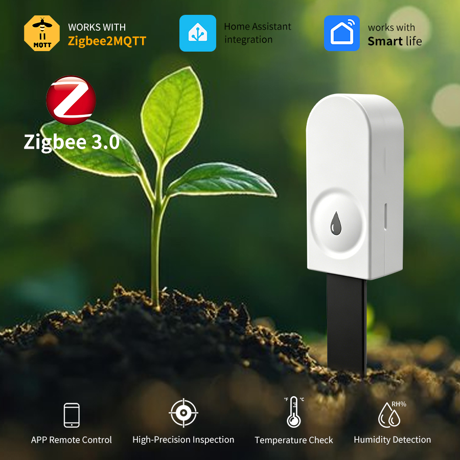 Tissue Culture Plant - スマートZigbee 3.0土壌テスター、植物・庭園用湿度・温度・水分センサー、Home Assistant Zigbee2MQTTと連携可能