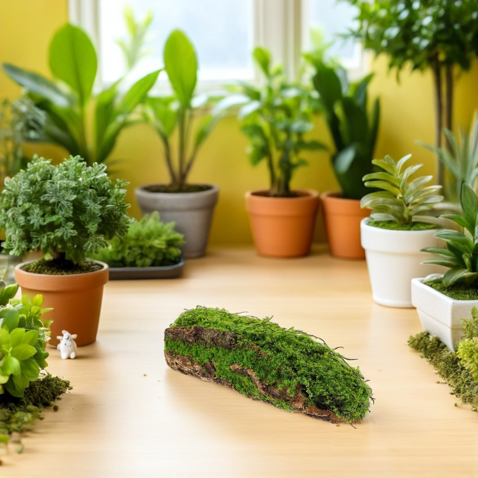 Planted Aquarium Moss - 人工芝と木片を使った装飾品。11.4インチのプラスチック製人工植物の根。テラリウム、水槽、プランター、室内庭園に最適。