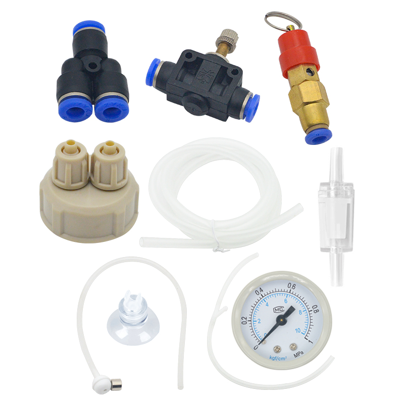 Planted Aquarium Tank Kit - Diy co水族館レギュレーターキット,CO2レギュレーターレギュレーター,チェックバルブ,水槽用フィルター,圧力計アクセサリ