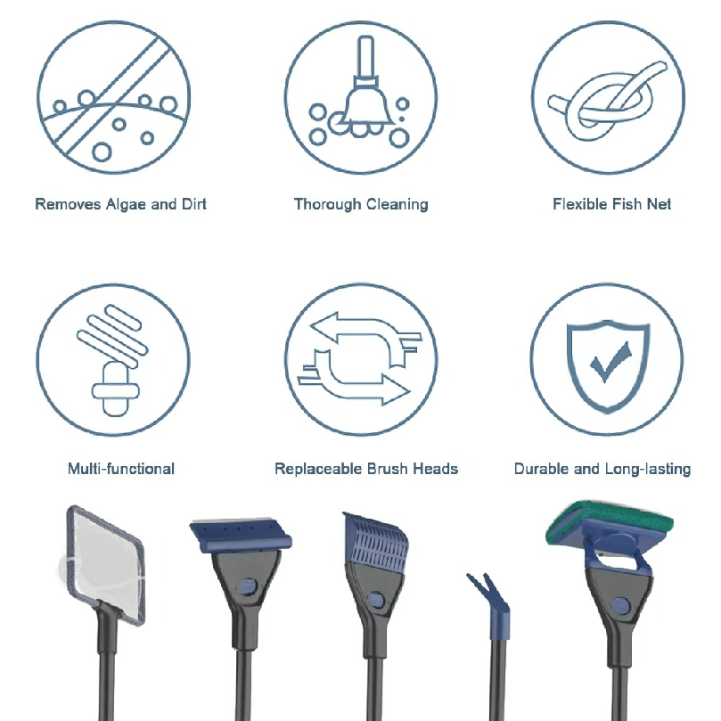 5つの機能が1つになった水槽清掃キット。60cmの長い柄が付 - Planted Aquarium Cleaning Kit のレビューと価格