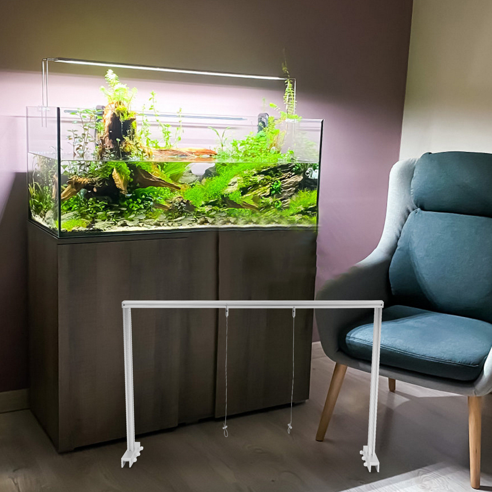 1個入りの水槽用ライトスタンド。頑丈な構造で、ランプの設置に - Planted Aquarium Hanging Light のレビューと価格