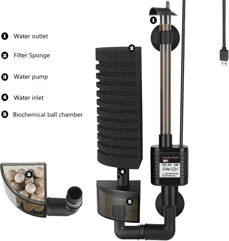 静音水槽フィルター USBバイオスポンジ水槽バブルフィルター - Aquarium Planted Filter のレビューと価格
