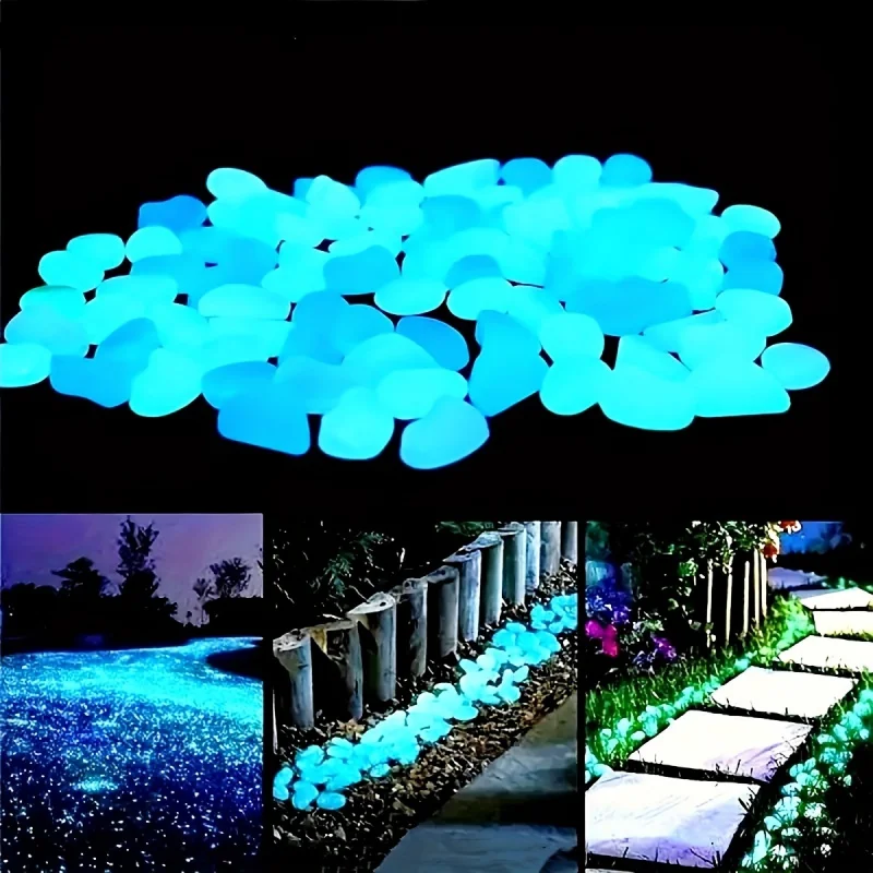 100個入り、暗闇で光る樹脂製の発光石。庭園、小道、鉢植え、 - Aquarium Planted Aquarium のレビューと価格