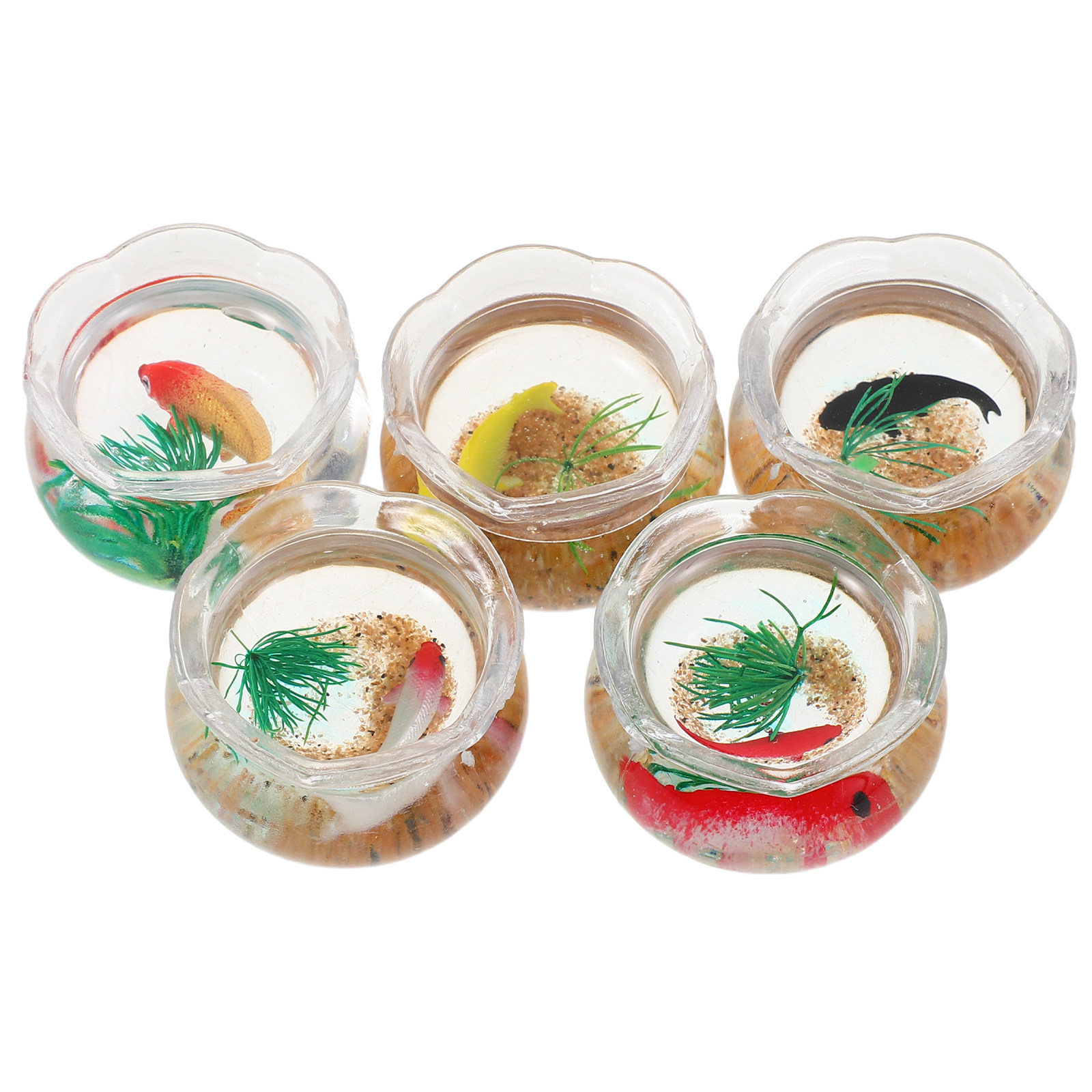 5個入り ミニチュア魚鉢、リアルな鯉の水槽、小さな丸型、人工 - Aquarium Planted Aquarium のレビューと価格